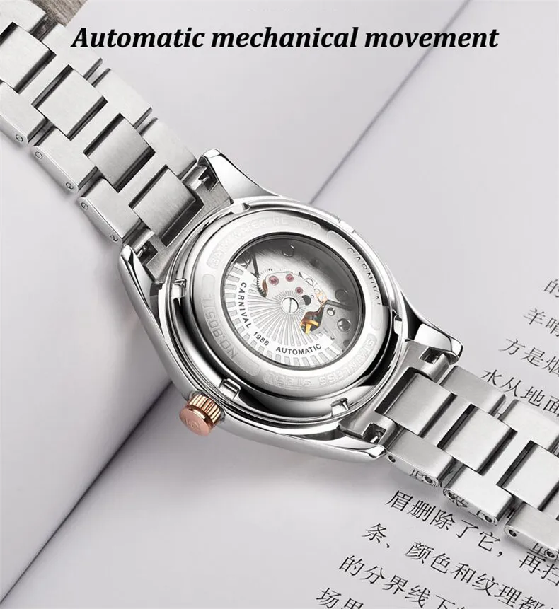 Bekijk Women Watches Ladies Creative Steel Bracelet Watches vrouwelijke automatische mechanische klok relogio feminino montre femme t200420