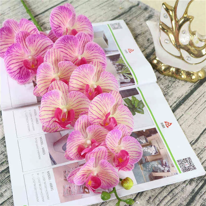 Подарки для женщин Shinesasha 11 Heads 110 см искусственный фаленопсис латексный кремний настоящее прикосновение большая орхидея орхидея белая многоцветная свадьба