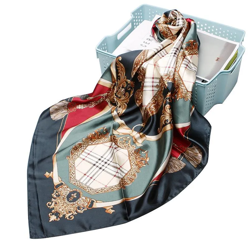 2020 Sciarpa di seta del nuovo progettista di marca 90/90 cm Foulard Bandana Scialli lunghi e grandi avvolge Sciarpe al collo invernali Lady Hijab268o
