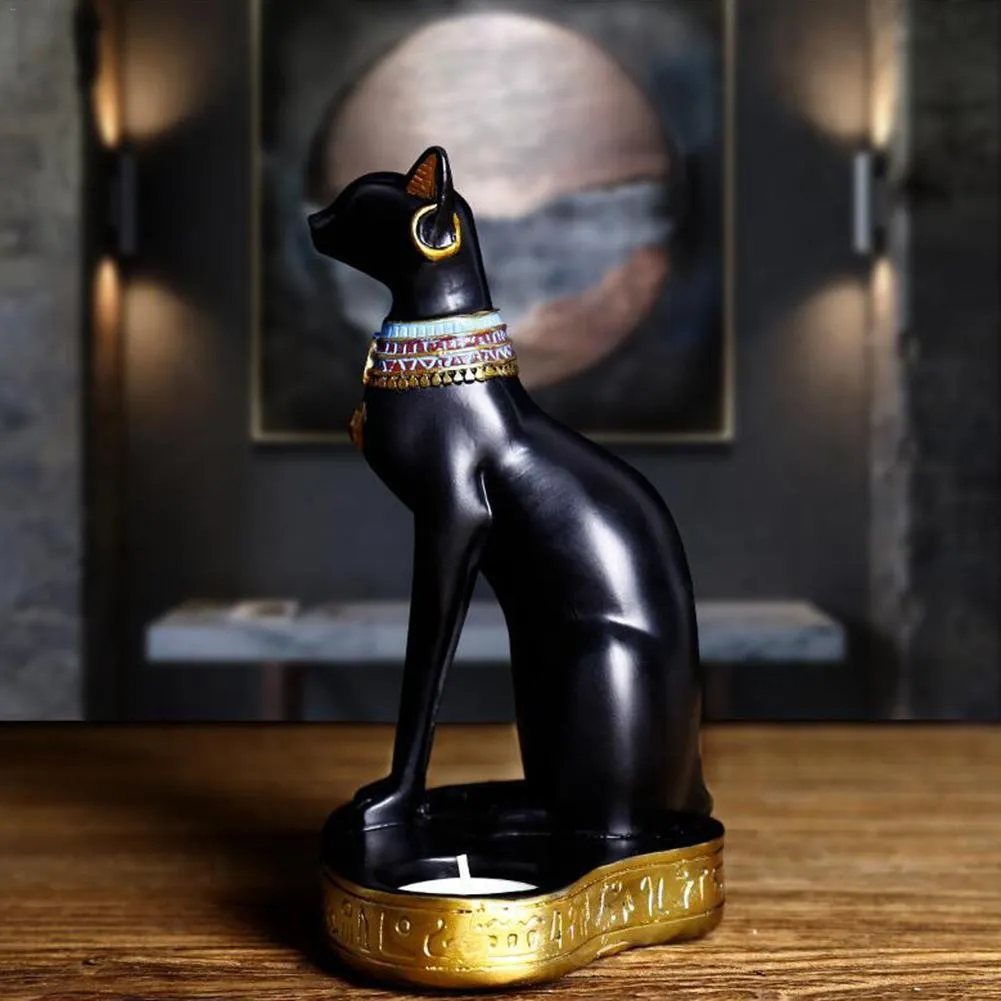 Egipski kota żywica świecznika figurka dekoracja statua