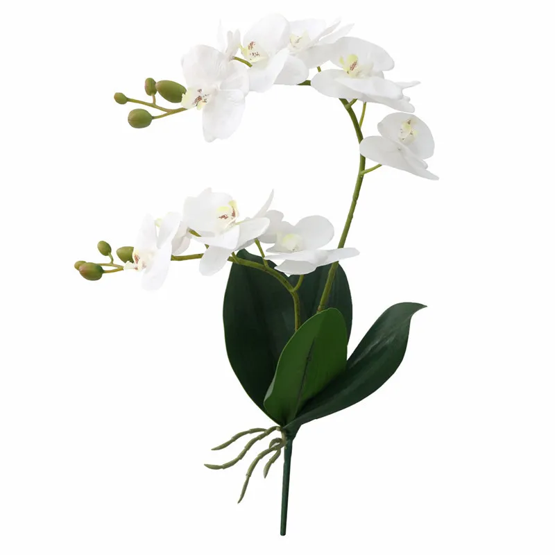 JAROWN Artificial Flower Real Touch 2 Branch Orchid Flowers with Leaves Latex Wedding Decoration Flores (1)