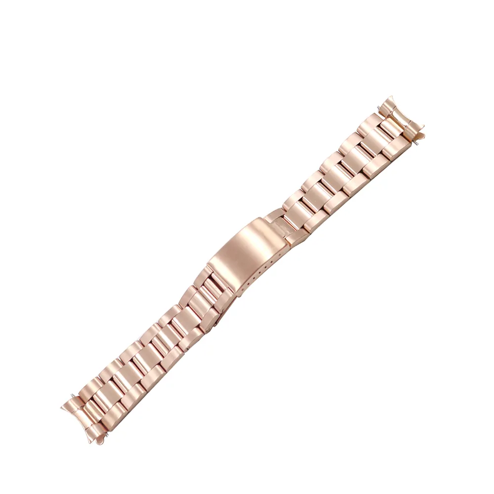 19mm 20mm 316L Edelstahl zweifarbig Gold Silber Uhrenarmband Old Style Oyster Armband Hohl gebogenes Ende für Rol Dateju Su277A