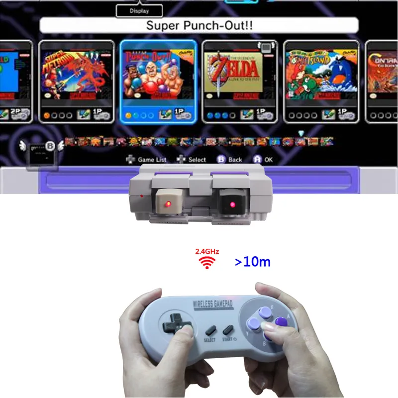 무선 게임 패드 24GHz 조이파드 조이스틱 조이스틱 콘트롤 컨트롤러 SNES Super Nintendo Classic Mini Console 원격 Q01047898675