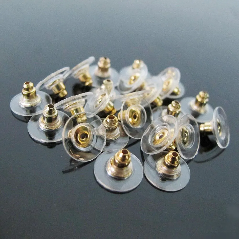 Gold Silver Plated Flying Disc Shape Earring Backs Stoppers Earnuts Earring Plugs Alloy Finding Jewelry Accessories Co274s