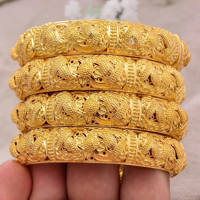 24 К браслеты 4 шт. слот Эфиопская Африка модные браслеты золотого цвета для женщин африканская невеста свадебный браслет ювелирные изделия подарки 2012266382096