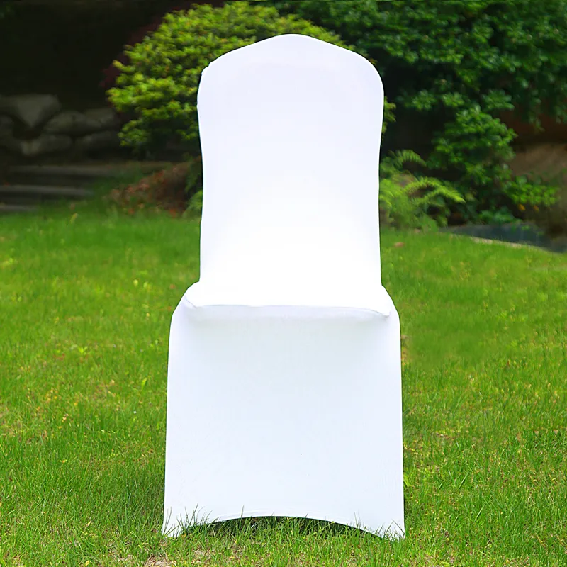 50 Universal Cheap Hotel White Silla Office Office Lycra Spandex Covers Weddings Fiest Dining Event Decor T200601 195O