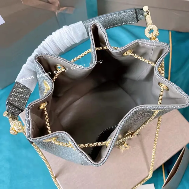 Mini Women Serpentine Bucket Bags 2022 Designer Shiny Portes Handtassen Fashion Taly Silver Body Schouderketting Bag Stone Class199T