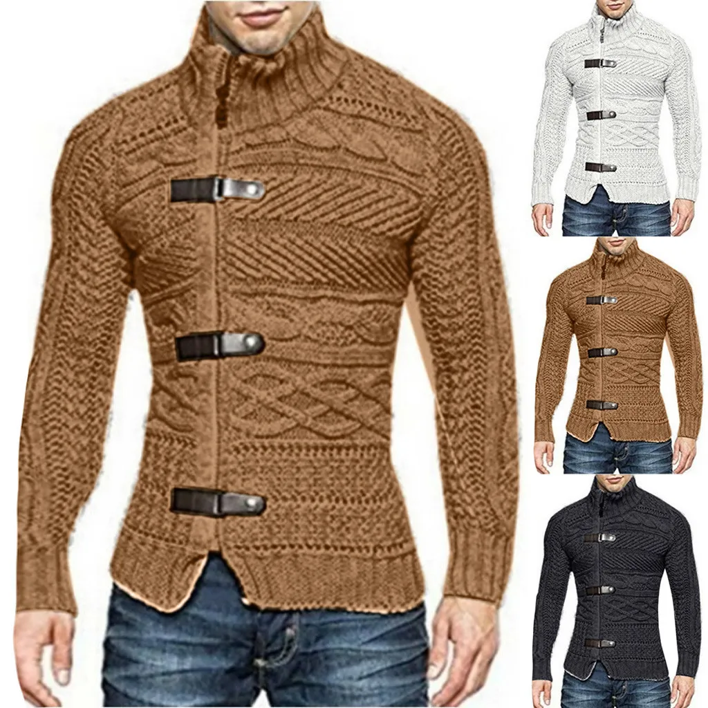 2020 ultimo disegno degli uomini alla moda di inverno casuale del collare del basamento sottile maglione lavorato a maglia giacca top camicetta X1217