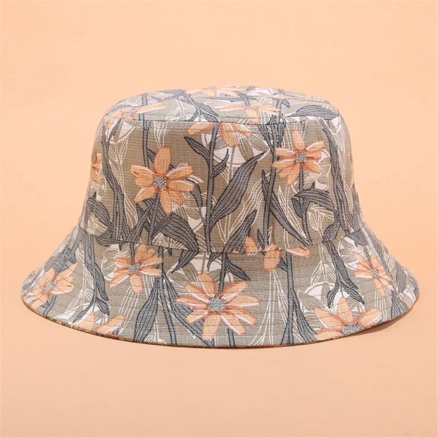 New 3D Flower Print Bucket Hat Women Japanese Fahion Basin Hat Female Summer Outdoor Fat Top Sun Cap Hip-hop Fisherman Hats