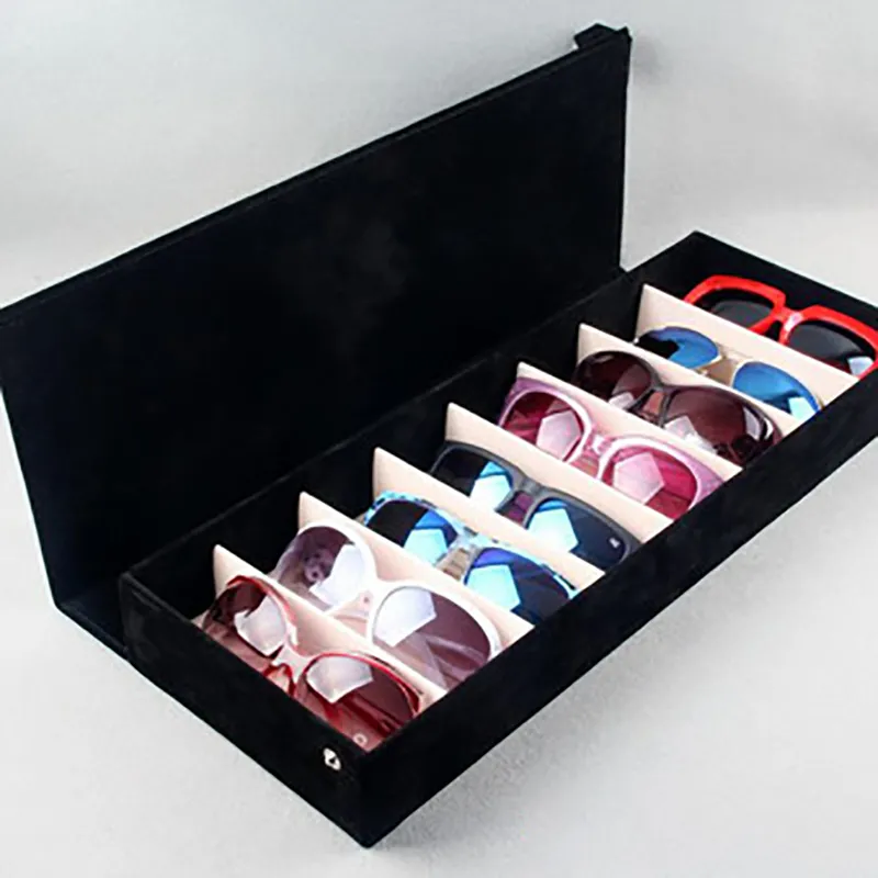 High Quality Glasses Case 8 Slot Grid Sunglasses Display Rack Holder Organizer Rectangle Storage Box LJ200812337m