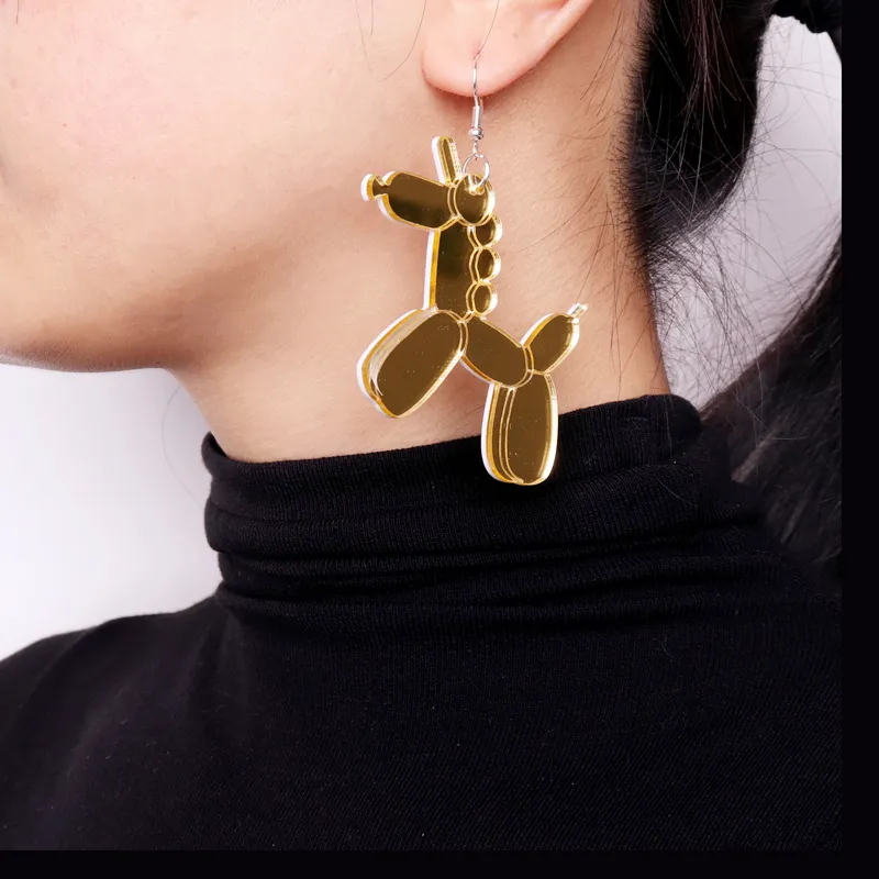 Pony Dangle Earrings for Women Mirror Acrylic Jewelry Cute Accessories229e