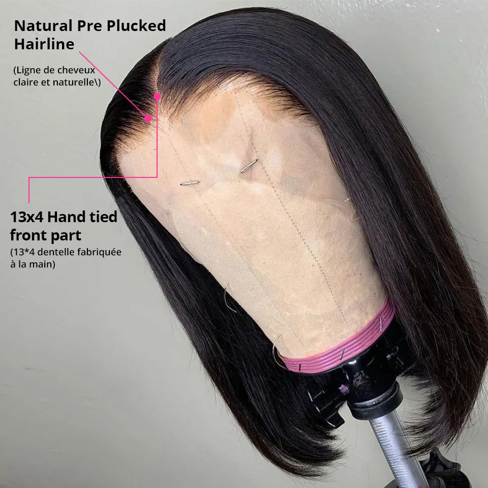 Korte Bob Pruiken Rechte Kant Voor Menselijk Haar Pruiken Voor Vrouwen Pre Plukken Met Baby Haar 13X4 Bob lace Front Pruiken Lijmloze Kant Wig56