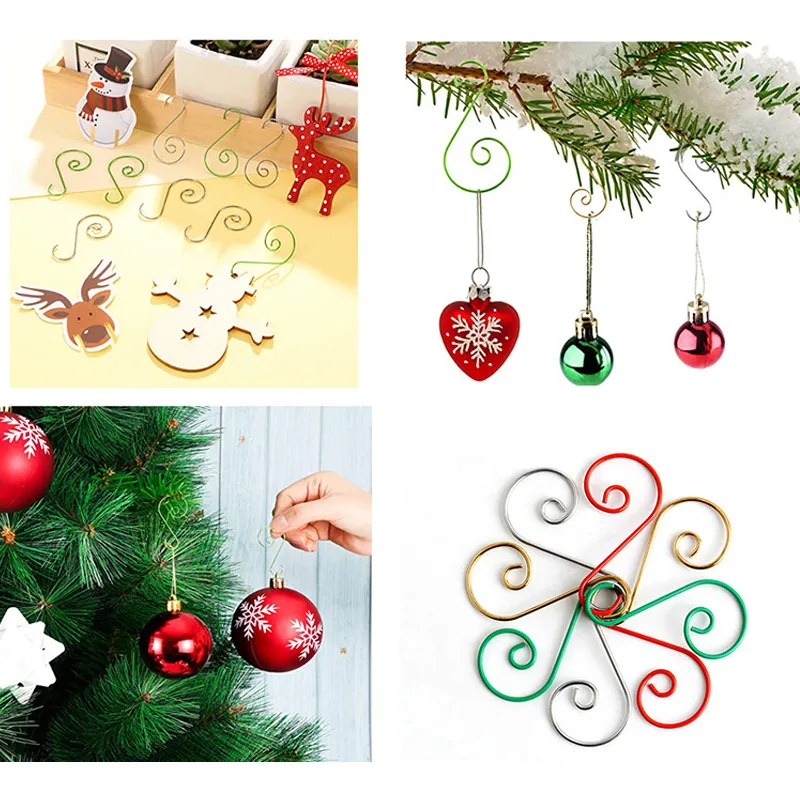 décorations de Noël fournitures crochet de suspension en métal en forme de S pour boules d'arbre de Noël ornements accessoires Y201020
