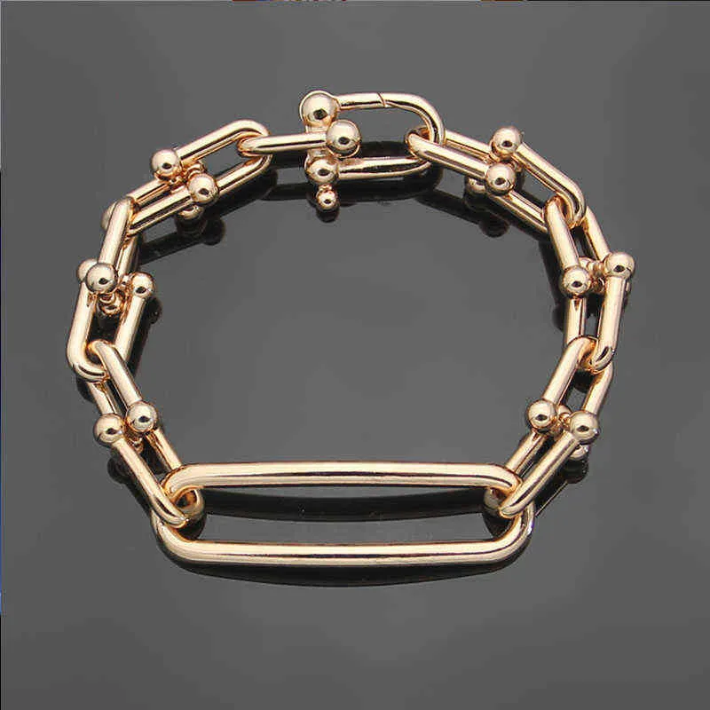 New hard u-chain Bracelet 925 Sterling Silver women's bracelet TF style lovers love chain bracelet Jewelry New hard u-chai AA220315