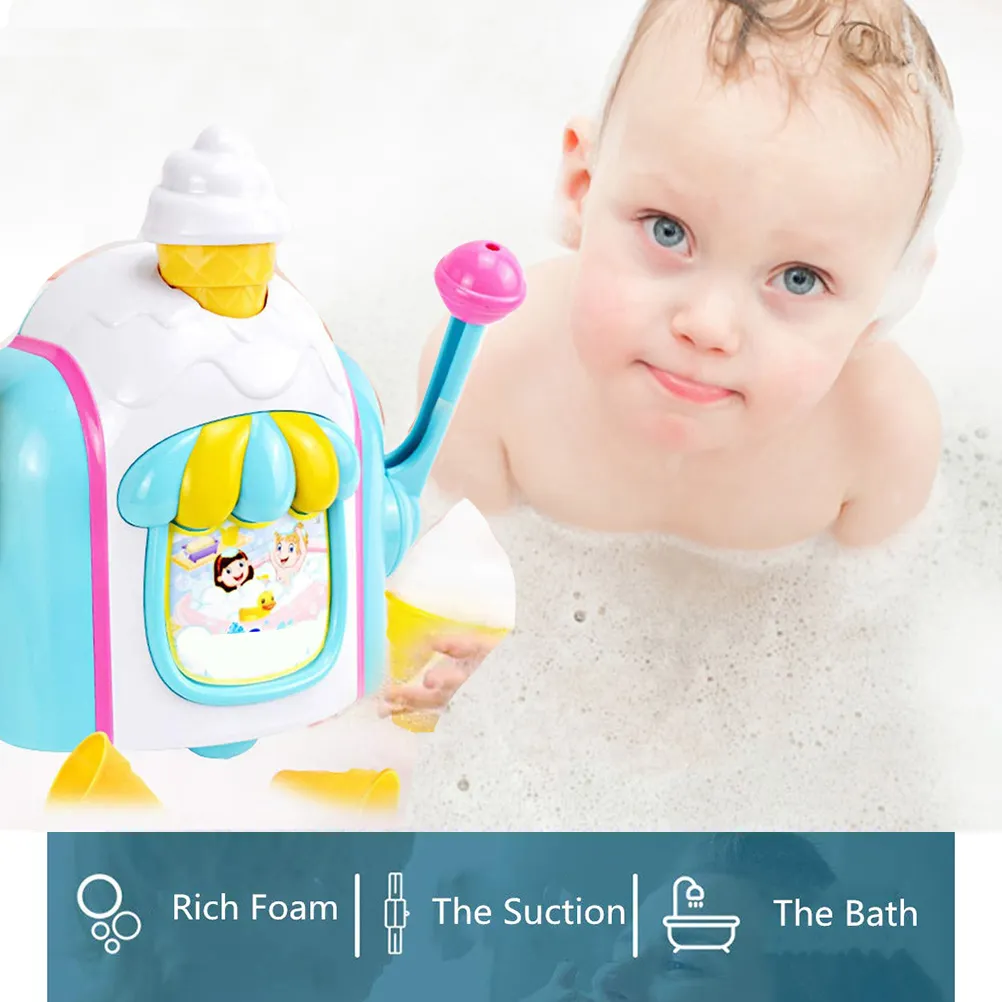 Novo fabricante de sorvetes máquina de bolha brinquedos de banho divertido cone de espuma fábrica banheira brinquedo presente recém-nascido brinquedos de banho para crianças 20 201215862873