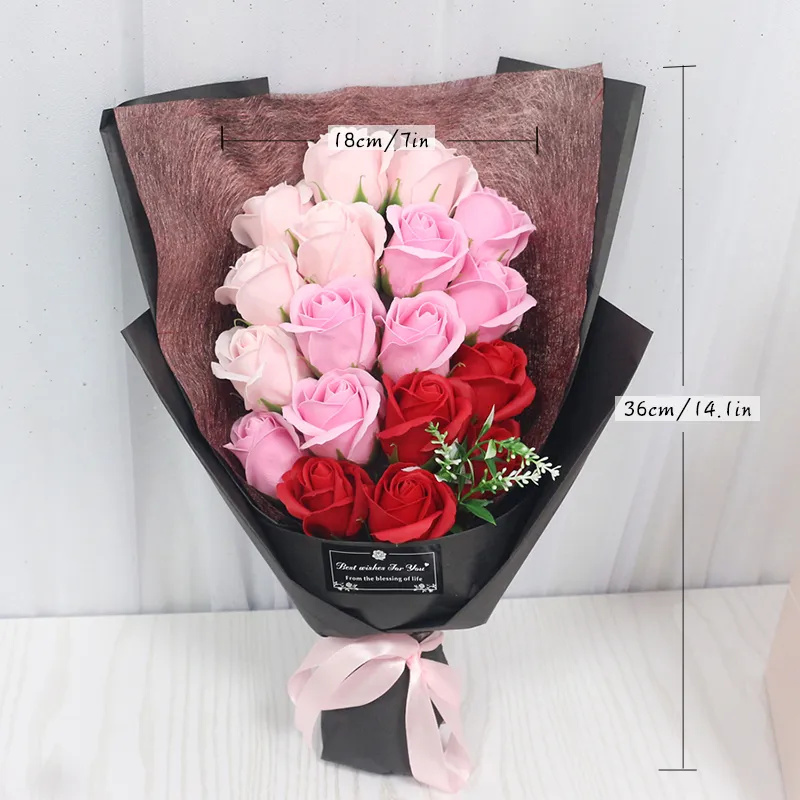 JAROWN Savon Artificiel Fleur Rose Bouquet Sacs Cadeaux Saint Valentin Cadeau D'anniversaire De Noël De Mariage Décor À La Maison Fleur Flores276v