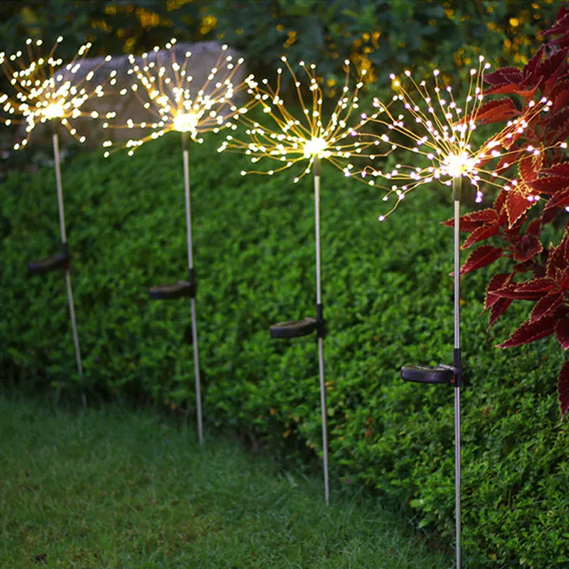 LED Solar Firework Lights Outdoor Waterdichte Fairy Garland 90/150 LEDs Light String Garden Lawn Street Christmas Decoration 201211