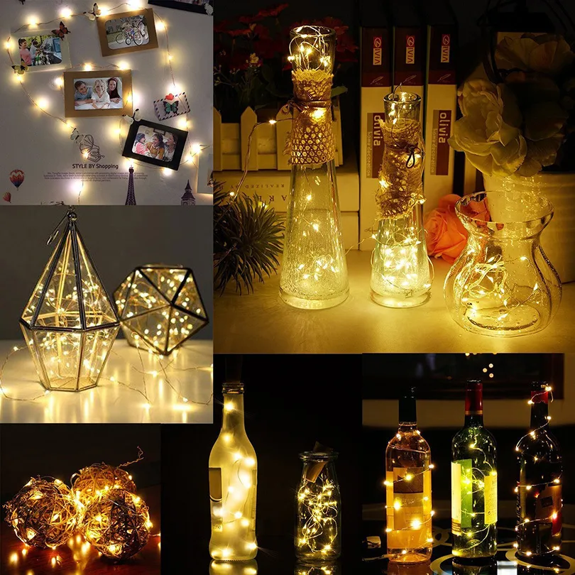 Decorazioni natalizie 10 pezzi Batteria inclusa Bottiglia di vino Cork Fairy Lights Decorazione LED String Light Room Home Party Holiday Decor 221109