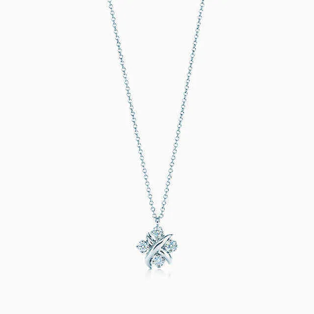 Nuovo design croce collana donna gioielli regolabile catena regolabile 925 sterling argento placcato oro collana pendente di cristallo blu le donne AA220315