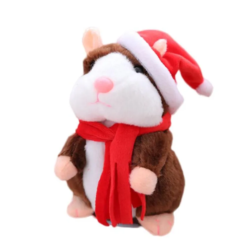 Noel Versiyon Talking Hamster Fare Pet Peluş Oyuncak Sevimli Talking Ses Kayıt Hamster Eğitim Oyuncak Hediyeleri 15 cm Drop Lj201126