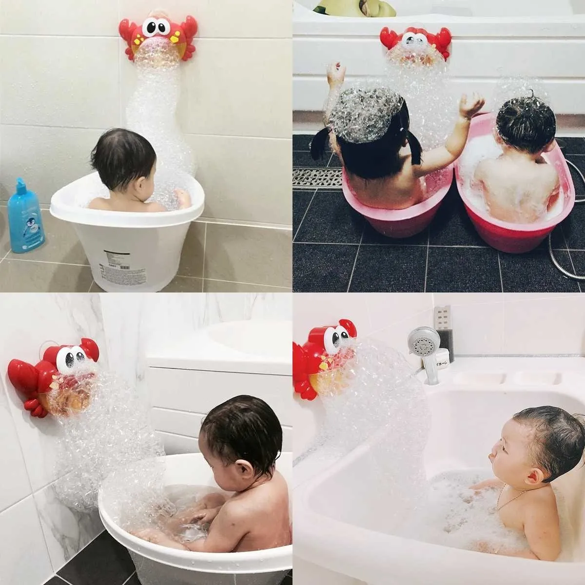 Cute Baby Bath Bubble Crabs Crab Automatic Shower Machine Blower Maker Bath Music Toys Cartoon Educational Toy Gift for Kids LJ201019