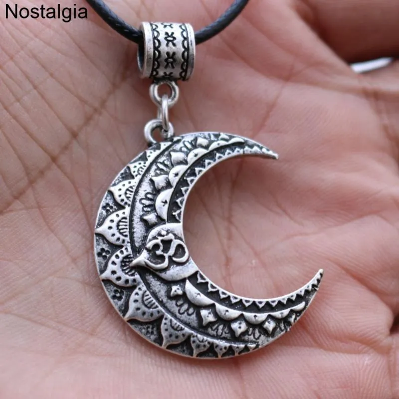 Nostalgia om yoga lua colar wicca pagão jewlery mandala flor de lótus espiritual jóias bruxaria pingente258a