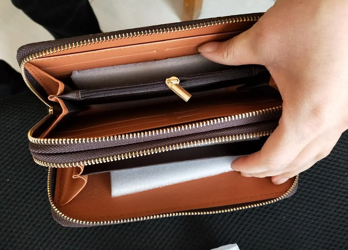 Low whole 2021 Whole classic standard wallet men women long purse money bag double zipper pouch coin pocket note compartme325Z