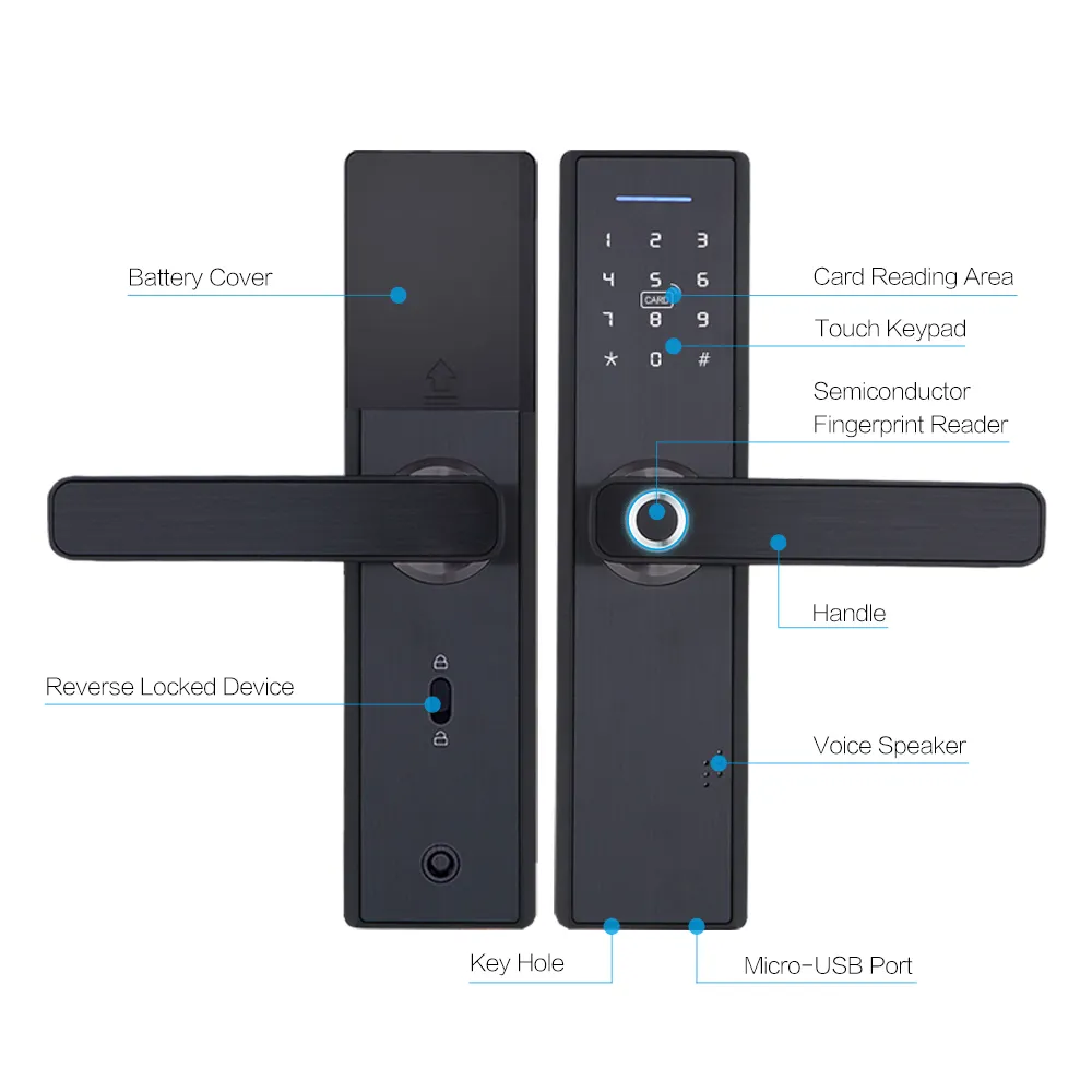 Fechadura de porta eletrônica com aplicativo wi-fi, fechadura biométrica inteligente, impressão digital, wi-fi, fechadura digital sem chave t2001117122757