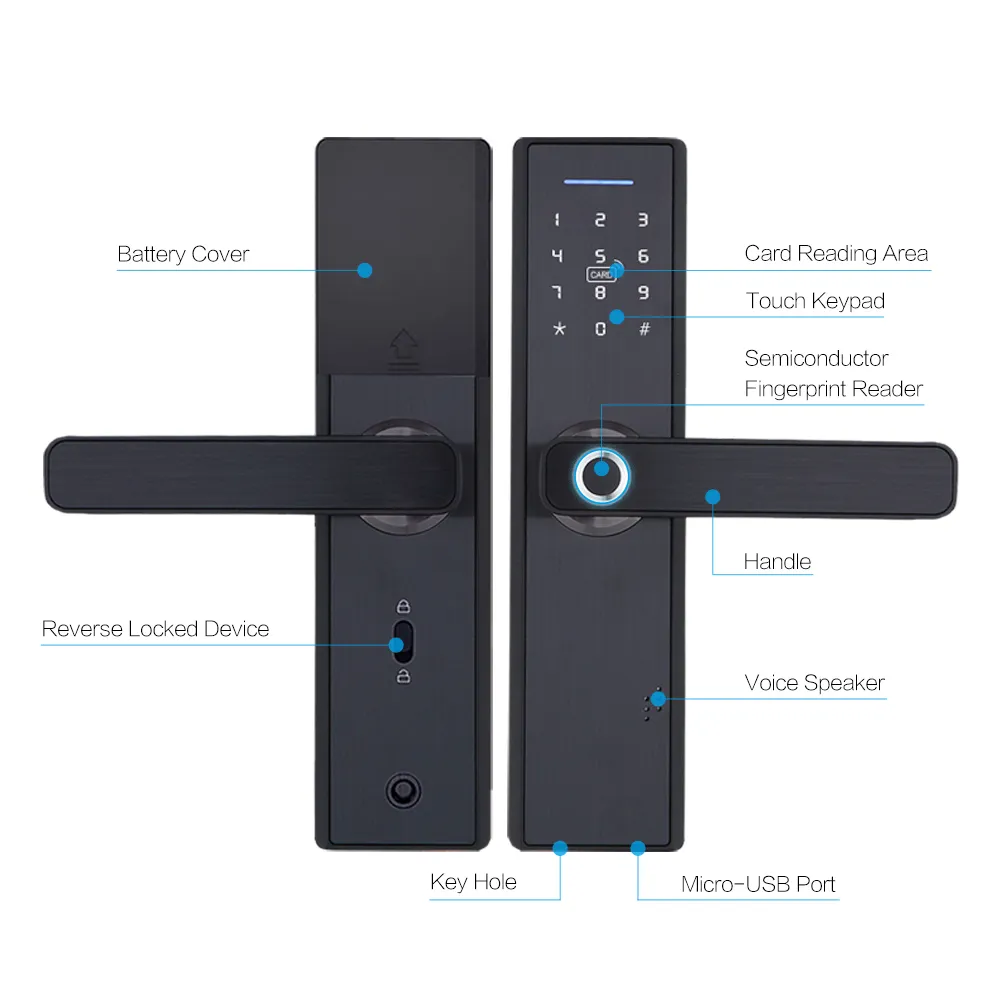 Приложение Wi -Fi Электронная дверная блокировка интеллектуальные биометрические дверные замки с отпечатками пальца Smart Wi -Fi Digital Dogle Lock T2001111474015