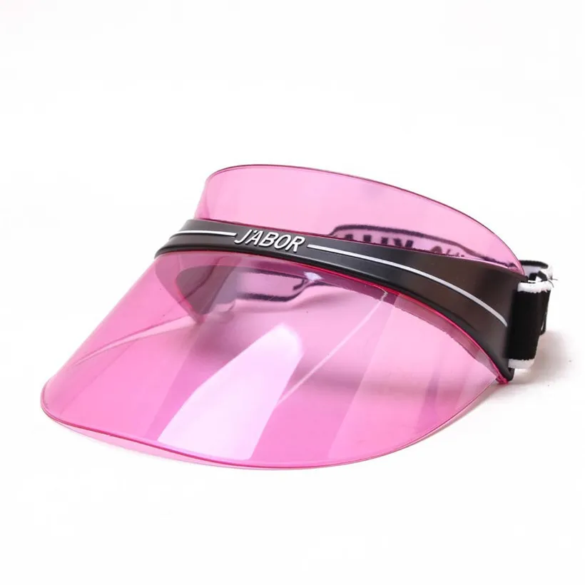 Designer Brand Plastic Visor Clear Women Luxury Transparent Sun Hat UV Protection Elastic Band Summer Beach Cap for Ladies Y200714