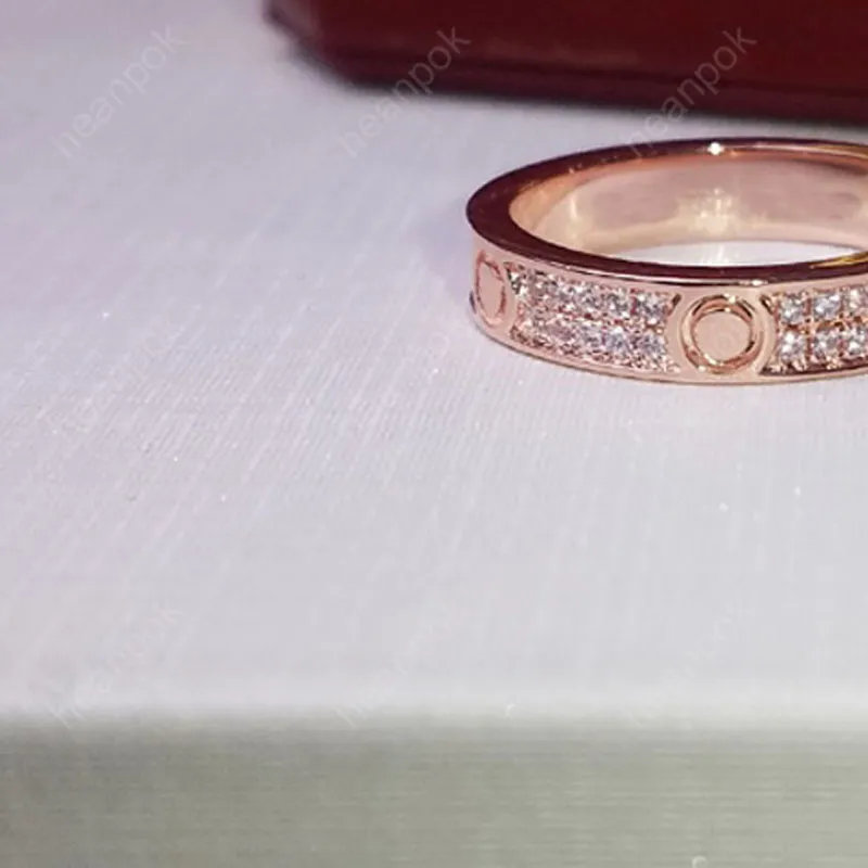 Pierścień designerski Pierścień miłosna Silver Rose Gold Luksusowe Pierścionki Diamentowe Biżuteria Pierścionki dla kobiet marki Masowe Naszyjnik Czerwony Box 220121220T