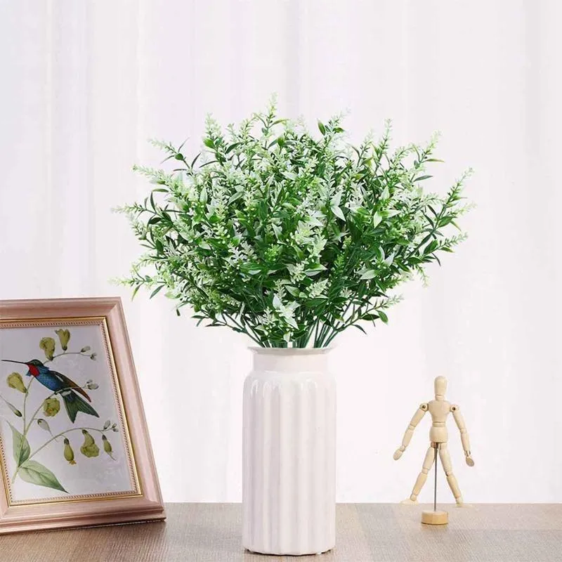 6 pièces artificielles de fleurs de lavande plantes plantes réalistes plante de faux arbustes arbustes arbustes en plastique bouquet de jardin de jardin décor199k