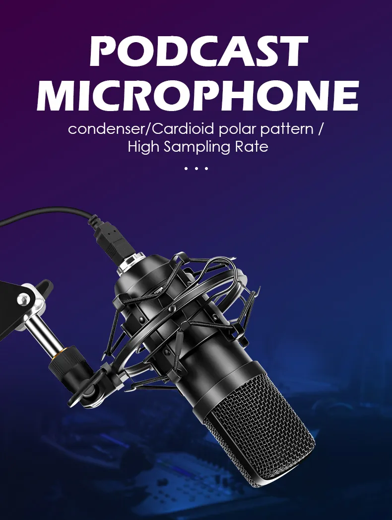 USB Computer Microfoonset 192kHz 24bit High Sampling Rate Professional Podcast condensor Microfoon voor PC Karaoke YouTube2898290