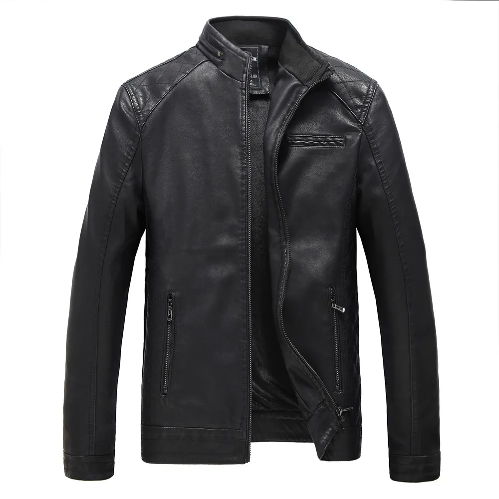 100% calidad hombres ropa abrigo chaqueta cuero real invierno chaqueta masculina motocicleta cremallera soporte marrón chaqueta de cuero genuino para hombre 201216