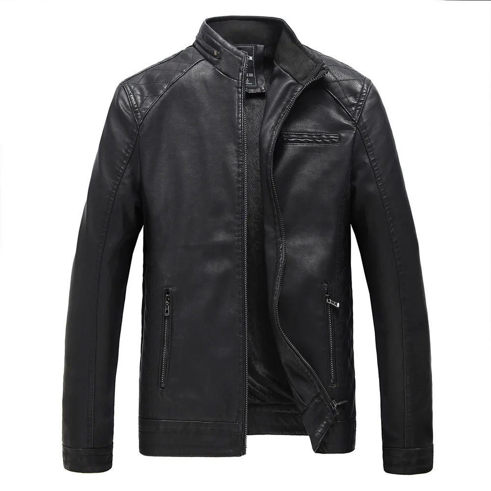 100% qualità uomo abbigliamento cappotto giacca vera pelle invernale giacca maschile moto cerniera stand marrone giacca di pelle genuina uomo 201216