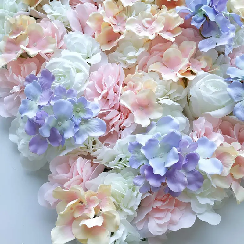 40x60 cm Flor de rosa de seda Champán Flor artificial para la decoración de la boda Paneles de pared de flores Decoración de fondo de boda romántica T20288R