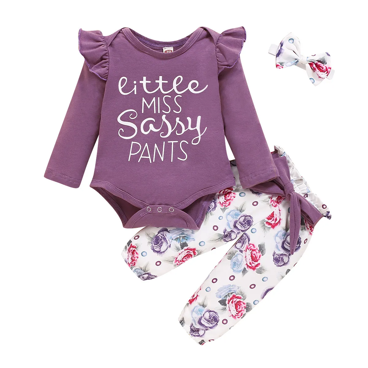 Bébé filles vêtements lettre à manches longues combinaison et fleur bandage pantalons longs avec bandeau filles bébé vêtements tenues ensembles LJ201223