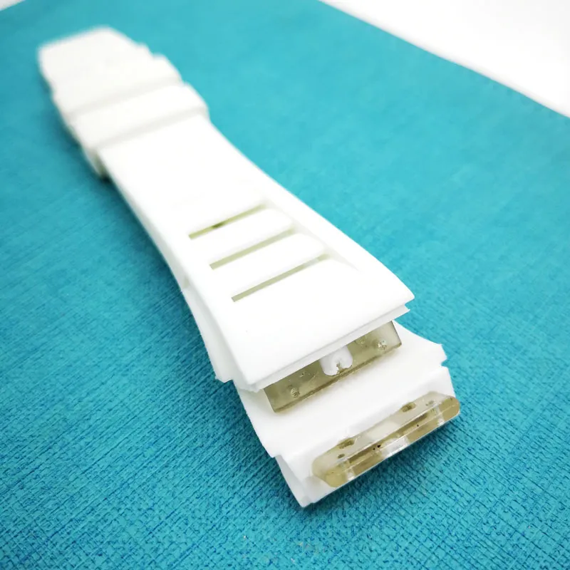 Bracelet de montre blanc en caoutchouc, 25mm, pour RM011 RM 50-03 RM50-01207Q