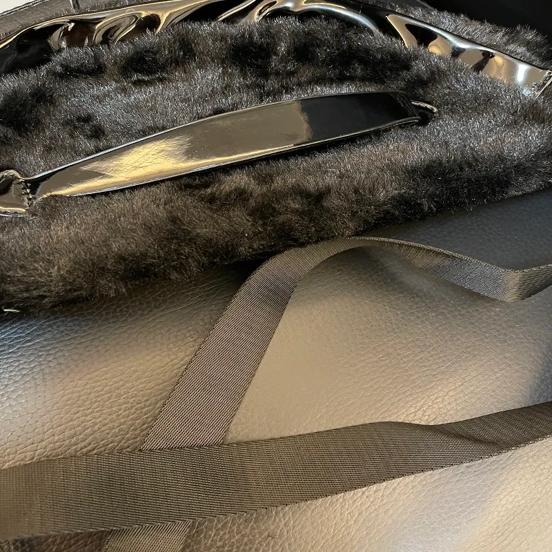 Fashion waist bag Classic pattern black sport winter belt bag flannel case lady plush Storage case2600