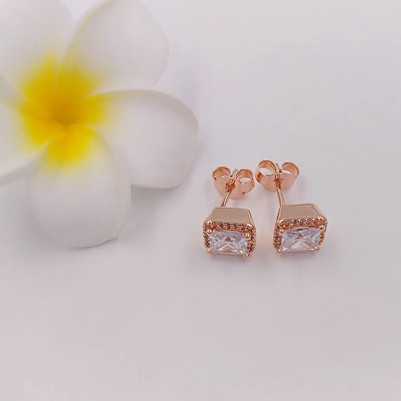 Gorąca projektant biżuterii Autentyczna 925 Sterling Srebrna elegancja Rose Gold Diamond Kolczyki kolczyki luksusowe kobiety walentynkowe prezent urodzinowy 280591CZ3289584