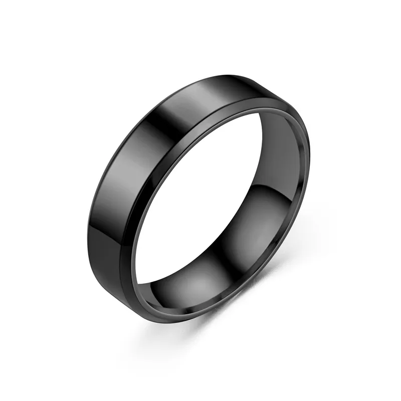 Ganze Edelstahlbandringe für Frauen 6 mm poliertes silbergold schwarzer Männer Ring Mode Schmuck Ganze LO314E