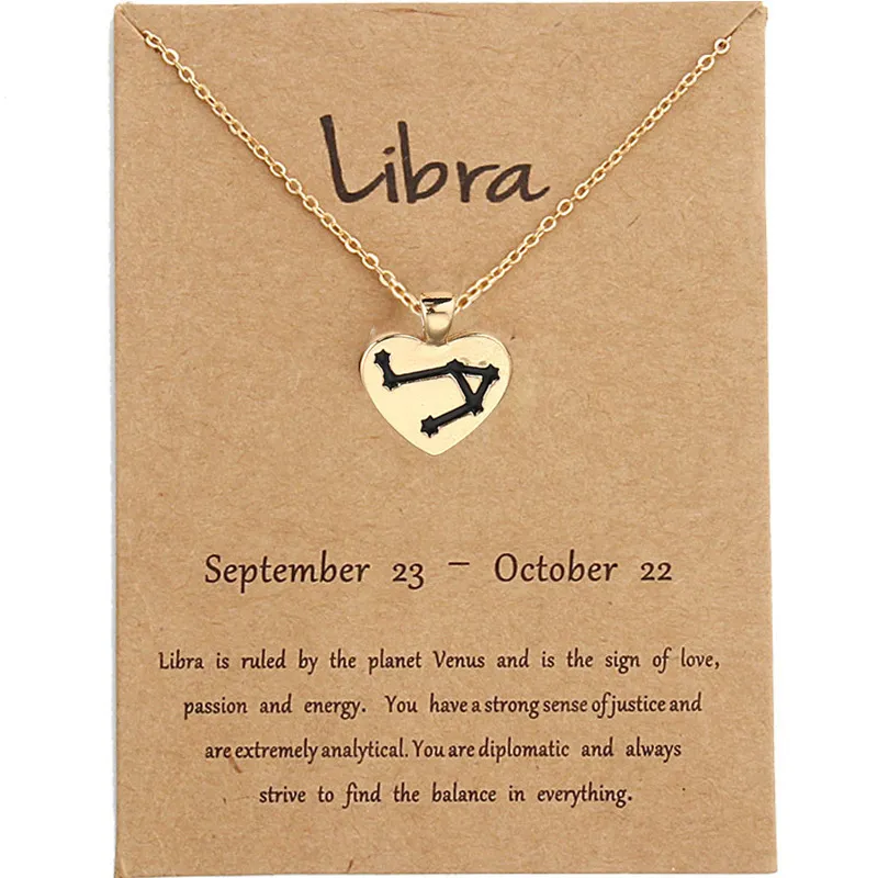 Douze يوقع Les du Zodiaque Collier Amour Gouttes d'Huile Pendentif Zodiac Lockbone Cha NE269J