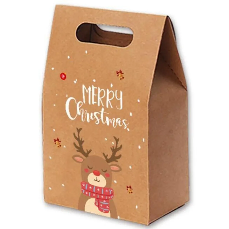 Noel Hediye Çanta Noel Vintage Kraft Kağıt Elma Şeker Durumda Parti Hediye Çantası El Sarılmış Paket Dekorasyon Parti Favor Malzemeleri