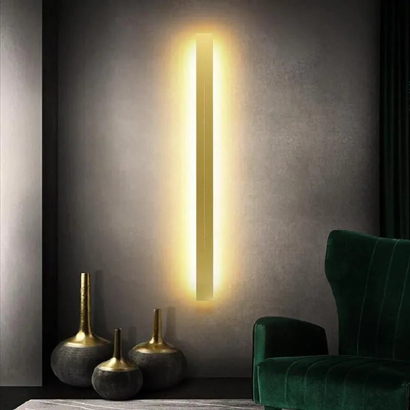 Outdoor Wall Lamps Modern Long LED Light 85-265V Iron Black Gold Shell 100cm 120cm Indoor Living Room Bedside Sconce Light ip20224R