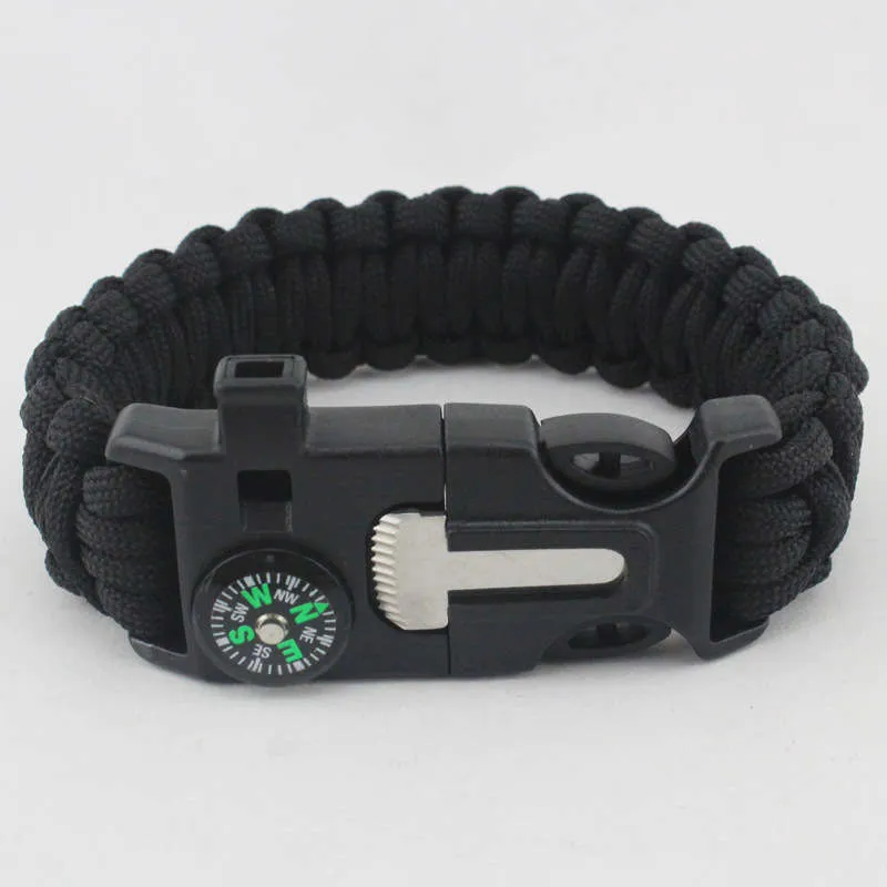 Camping Corde en corde extérieure Multifonctionnel Compasse Flint Hand Woven Survival Bracelet3990834