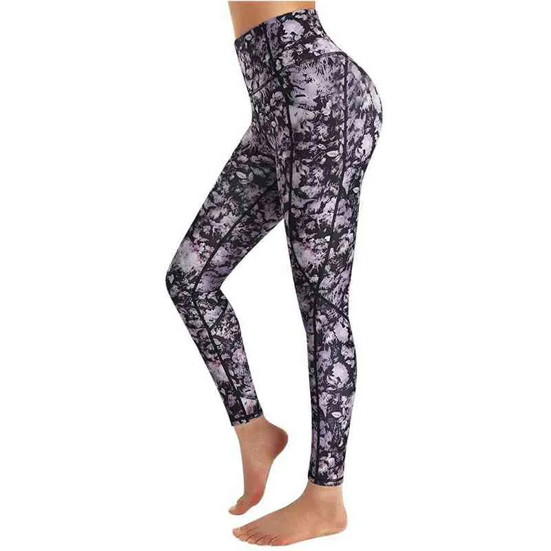 Byxor för kvinnor yogapantes fickor leopard tryck hög midja träning leggings som kör byxor sport kvinnliga tights kvinnor leggings h1221