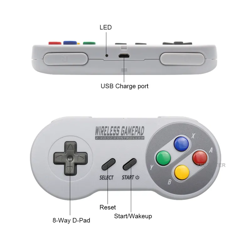 Wireless Gamepad 2 4GHZ Joypad Joystick Controle Controller Switch SNES Super Nintendo Classic MINI Console Remote Q0104338U