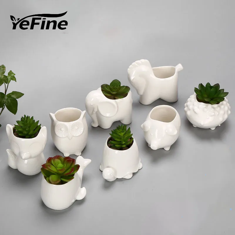 YeFine Pot de fleurs en céramique créatif planteur bonsaï Pots de Jardin jardinières Jardin bonsaï bureau Pot de fleur succulente Pots d'animaux mignons Y20197S