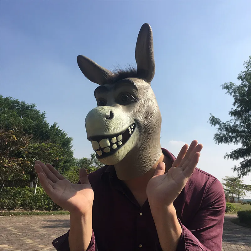 NOUVELLE Logy Funny Donkey Latex Mask Mr Silly Donkey Masque Halloween Cosplay Costume Prop Respirant Festival Party Supplies Y200103
