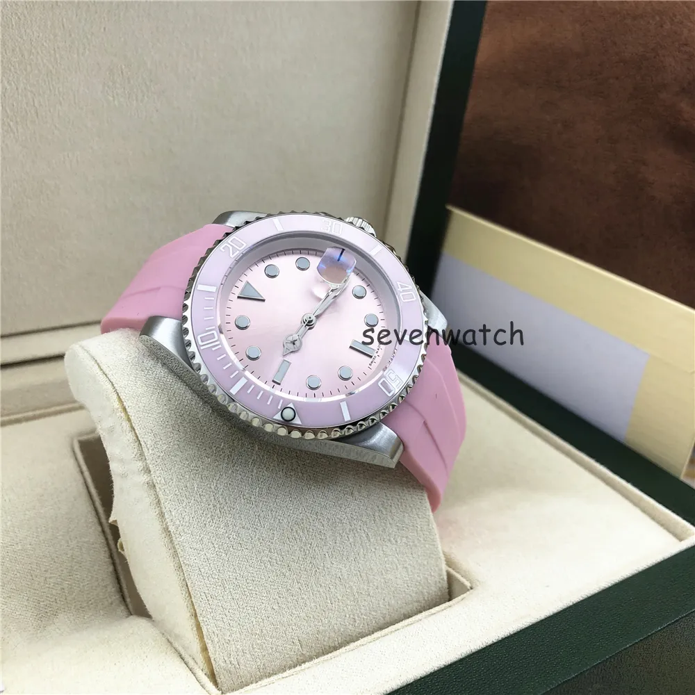 Nuevo movimiento automático 40 mm Bisel liso Relojes Relojes Caucho Tendencia juvenil Era INS Ice Berry Powder Dial 1166100 Relojes de pulsera para hombre 224t